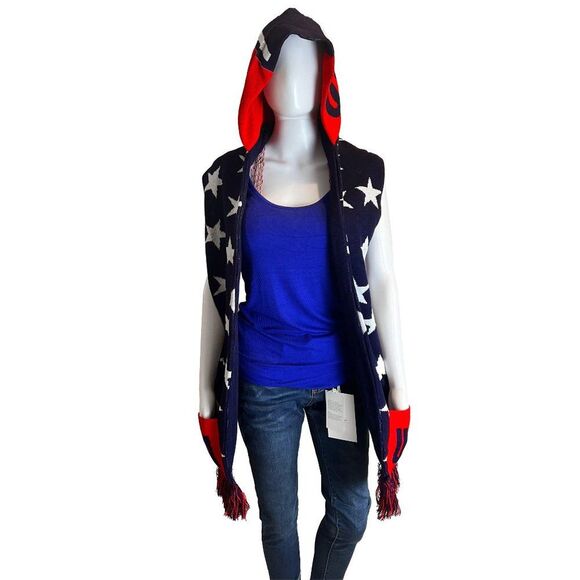 Red White & Blue Hooded Pocket Scarf - Picture 1 of 9